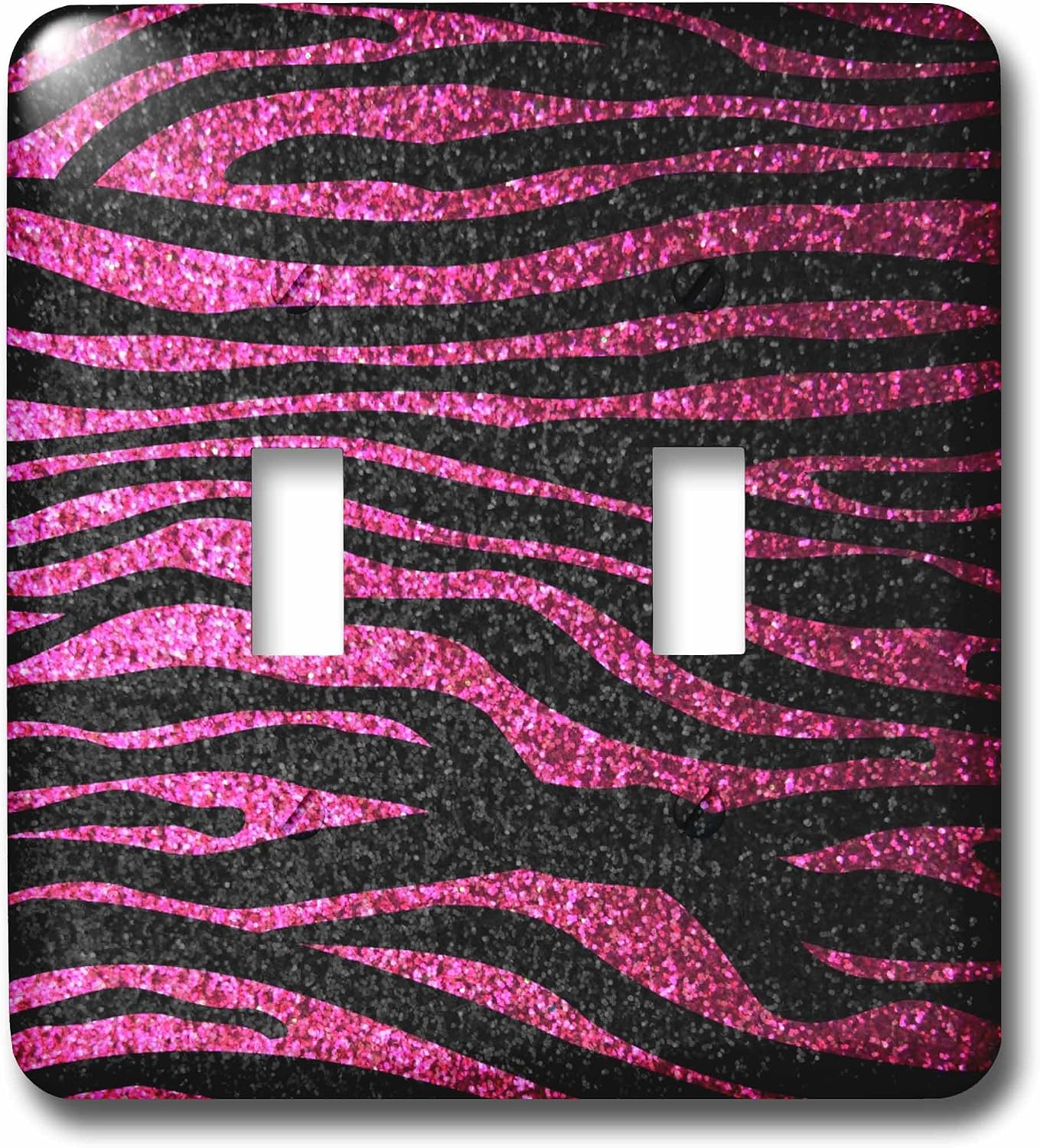 3dRose lsp_113174_2 Hot Pink and Black Zebra Print Faux Bling Photo Not Actual Glitter Fancy Diva Girly Sparkly Sparkles Double Toggle Switch