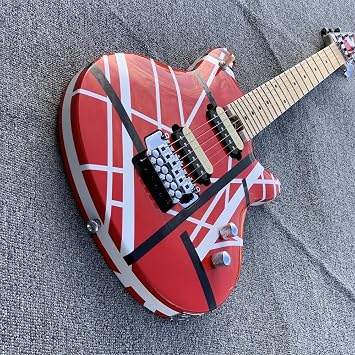 Custom Retro Electric Guitar - Red & White Stripes