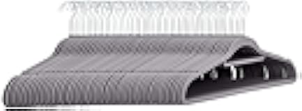 Amazon Basics Space Saving Heavy Duty Non-Slip Velvet Suit Hangers with Horizontal Tie Bar, Sturdy for Clothes Organization and Storage, Dark Gray, 50-Pack