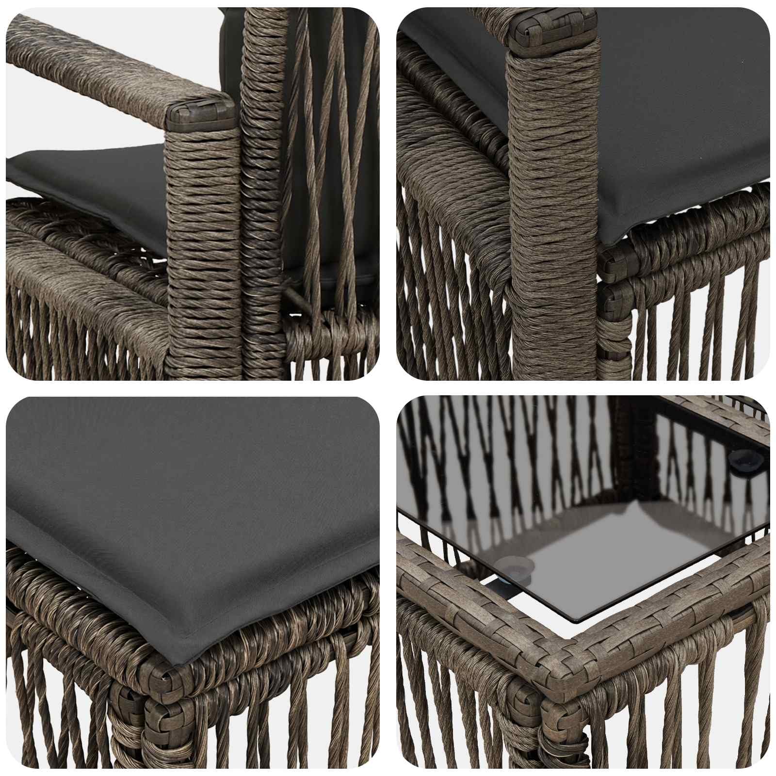 Set di divani da giardino, 10 pezzi, in polyrattan, colore grigio | Mobili lounge modulari con comodi cuscini per terrazza e balcone. Robusto telaio in acciaio e design flessibile.
