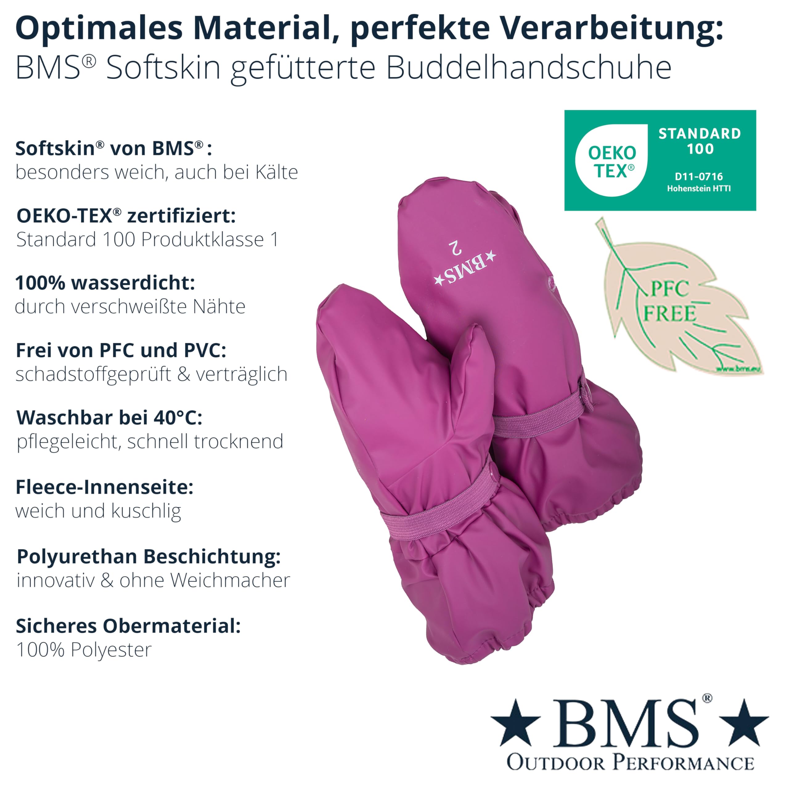 BMS PU de fleexx Buddel Guantes Guantes Antarctic Forro Polar