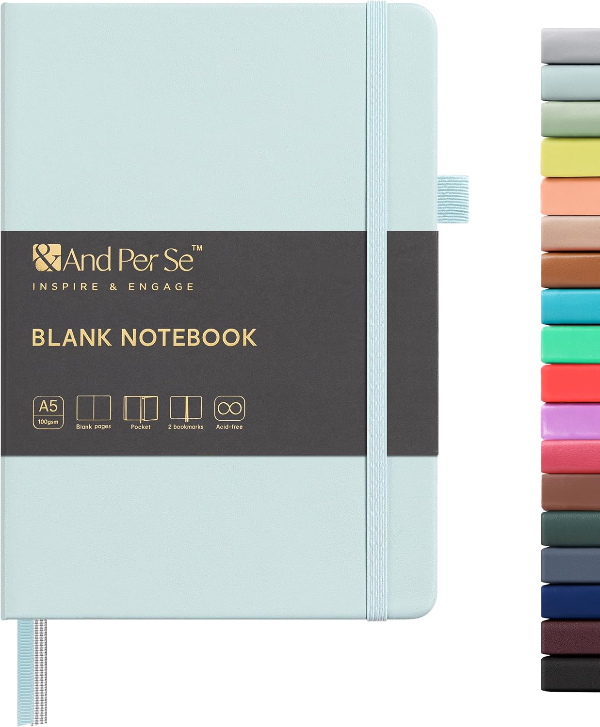 And Per Se Blank Journal Notebook, 160 Pages, 5.7 x 8 inches College Ruled Thick Paper Notebook Journals for Writing, Hardcover Notebook(1 Pack, Cyan)