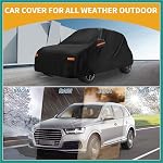 All-Weather Waterproof Car Cover - UV-Resistant Outdoor Full Exterior Protection for Fiat 500 2007-2022 190T-PU Black with Right Side Zipper Vehicle Supplies