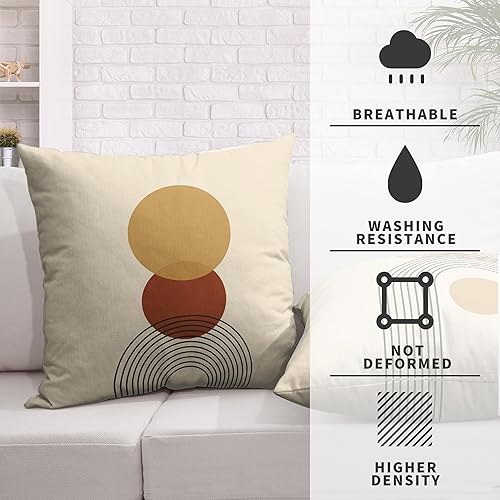 Miniatura 3 de Kwlegh Fundas de almohada abstractas bohemias de 20 x 20 pulgadas, estilo vintage, de mediados de siglo, paquete de 2 fundas cuadradas de algodón y