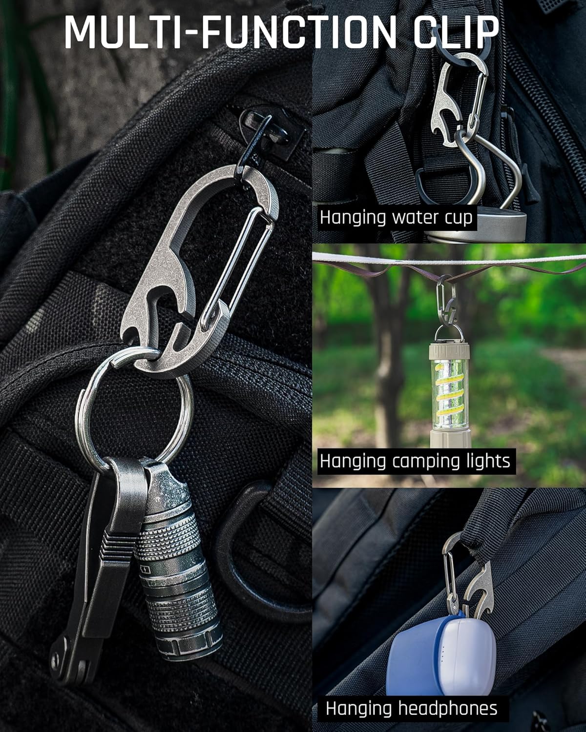 TISUR Titanium Carabiner Keychain Clip, Anti-Lost Key Ring Holder, Self-Locking Metal Gate Clip Key Chain Bottle Opener for Men Women - Image 4