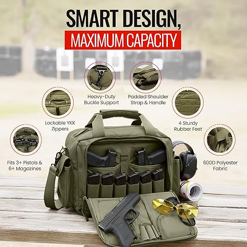 Vista 17 de Orca Tactical Bolsa para pistola – Bolsa compacta para pistolas y munición – Bolsa de pistola de pie – Bolsa para pistola con cremalleras YKK