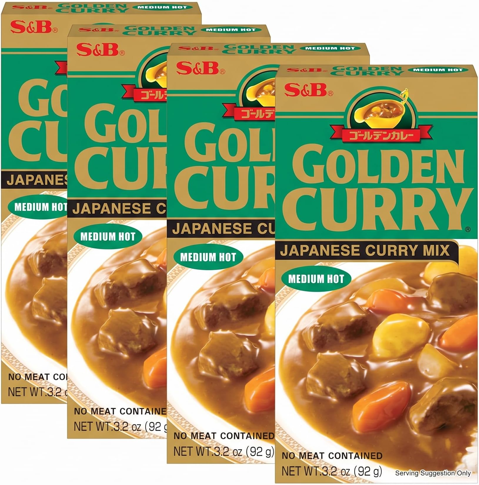 Golden Curry, Medium Hot, 3.2 oz | Japanese | Pack of 4