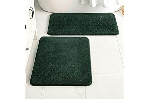 MIULEE Microfiber Forest Green Bath Mat Set