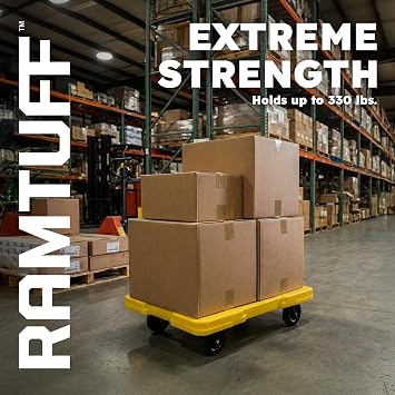 Ramtuff Storage Container with 4 Moving Dollies, Black, 27 Gallon, 4-Pack