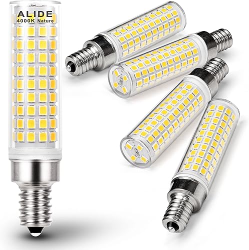 ALIDE Bombillas LED E12 de 100 W para candelabros de repuesto C7,4000K blanco natural, 1200lm T6 10W LED E12 bombillas de vela para ventilador de