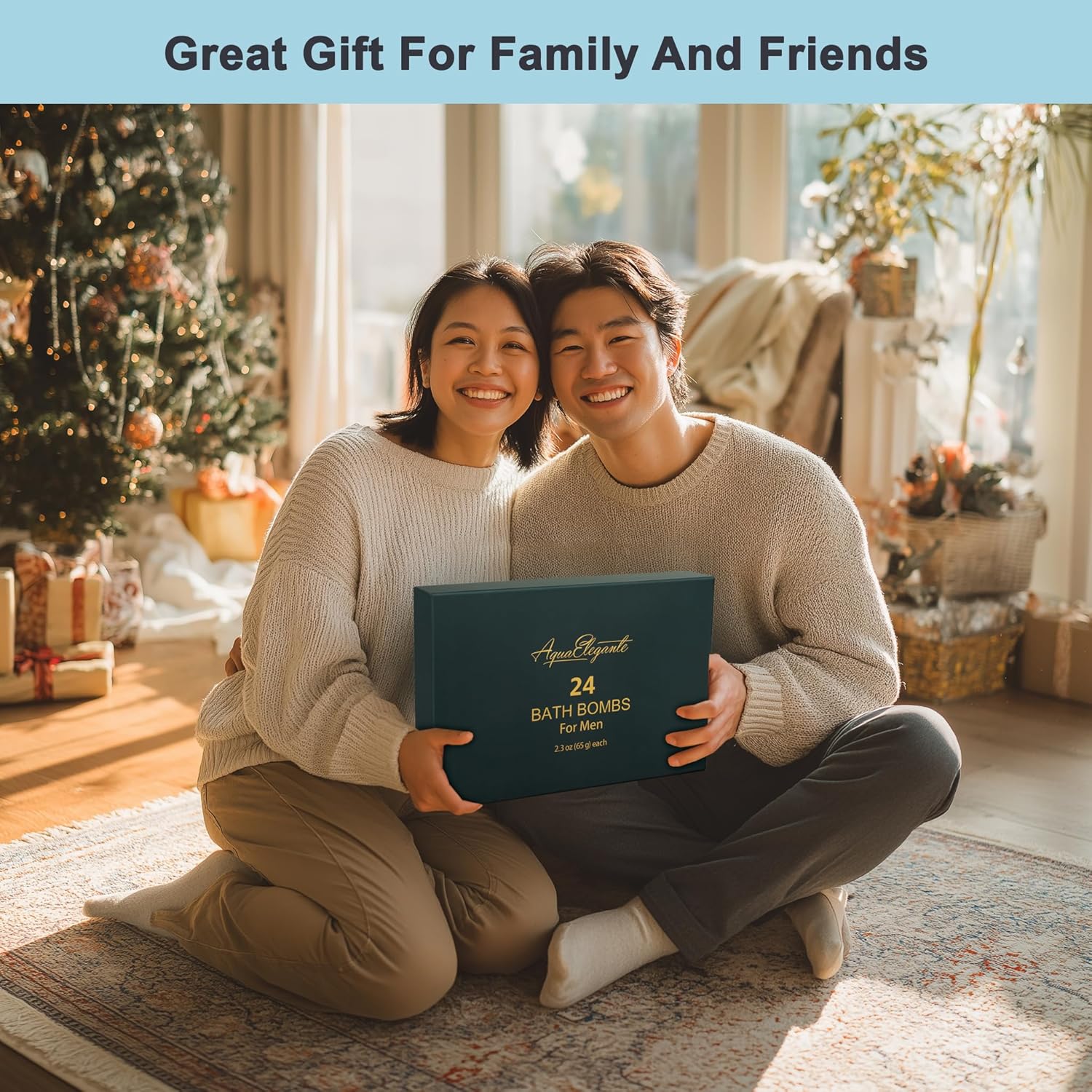 Luxury Bath Bombs for Men - Gift Set of 24 Bathbombs with Organic Essential Oils - Natural Vegan Soap for Moisturizing Fizzy Bubbles