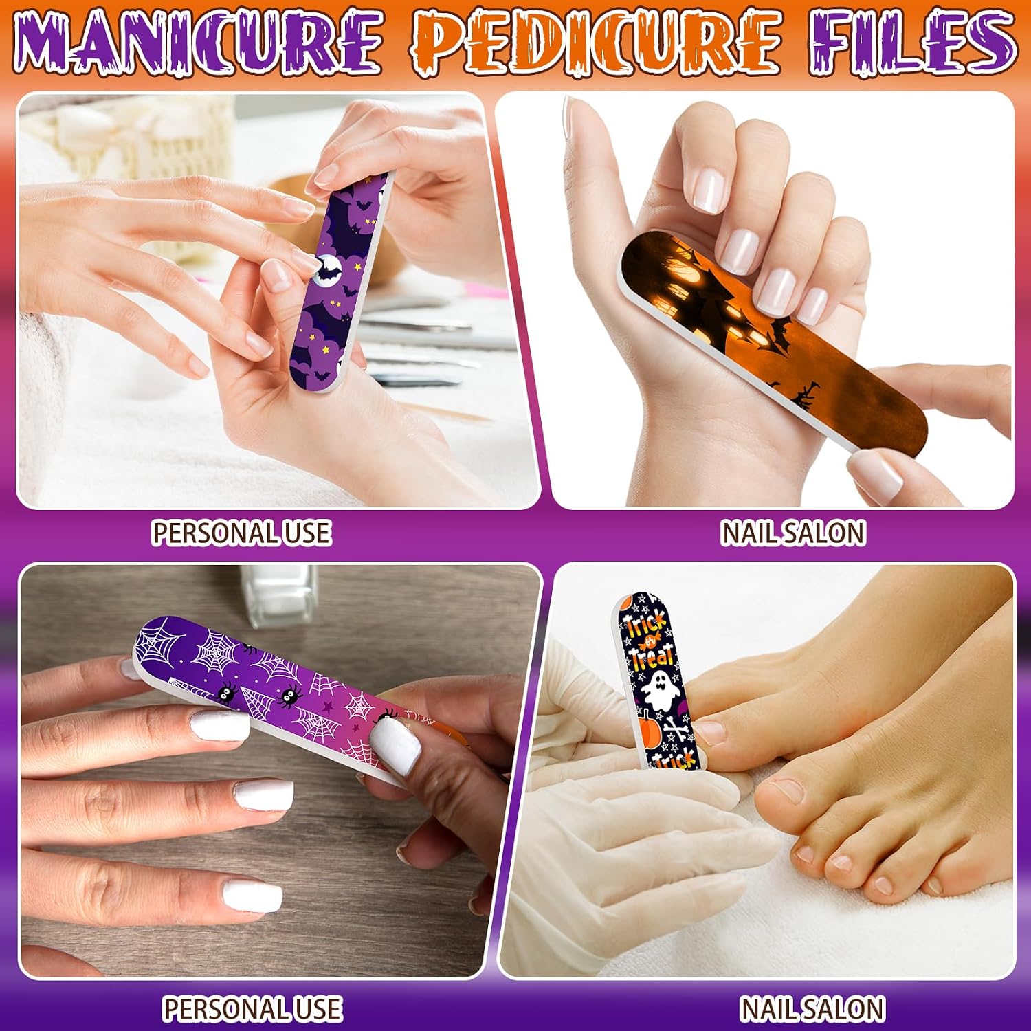 50 Pack Halloween Mini Nail Files Gifts Bulk for Women