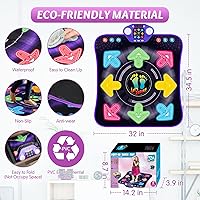 Vista 8 de Juguetes de alfombrilla de baile para niñas y niños de 3 a 12 años, alfombrillas de baile con 8 botones iluminados y Bluetooth inalámbrico, juguete