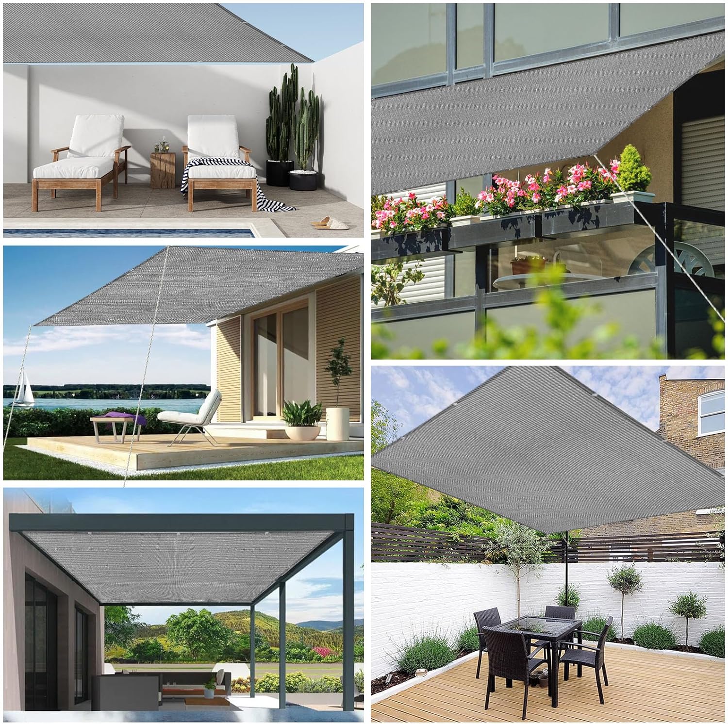 5' x 7' Gray Sun Shade Sail Straight Edge with Grommets UV Block & Water Permeable Canopy Cover for Patio, Garden, Backyard, Yard & Outdoor