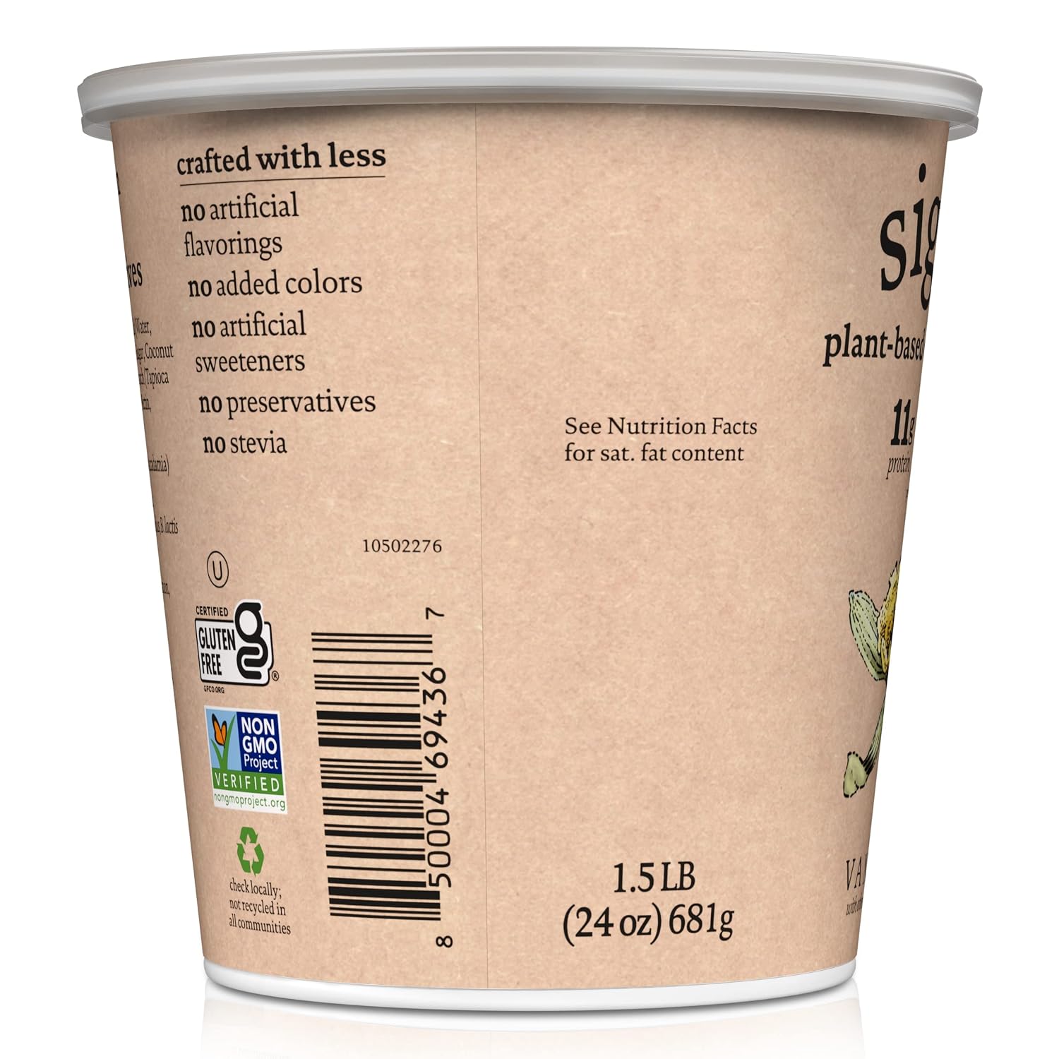 siggi's Plant-Based Coconut Blend, Vanilla – Dairy Free Snack, More Protein Than Sugar, Blue, 24 Oz