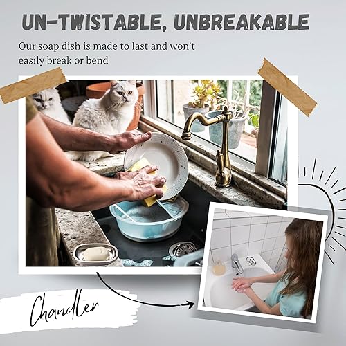 Miniatura 1 de Chandler Jabonera | Soporte para jabón de acero inoxidable – Antioxidante, soporte de esponja para fregadero de cocina – Protector de jabón (pesado