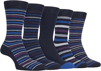 Farah - 5 Pack Mens Thin Breathable Classic Patterned Soft Top Office Cotton Dress Socks