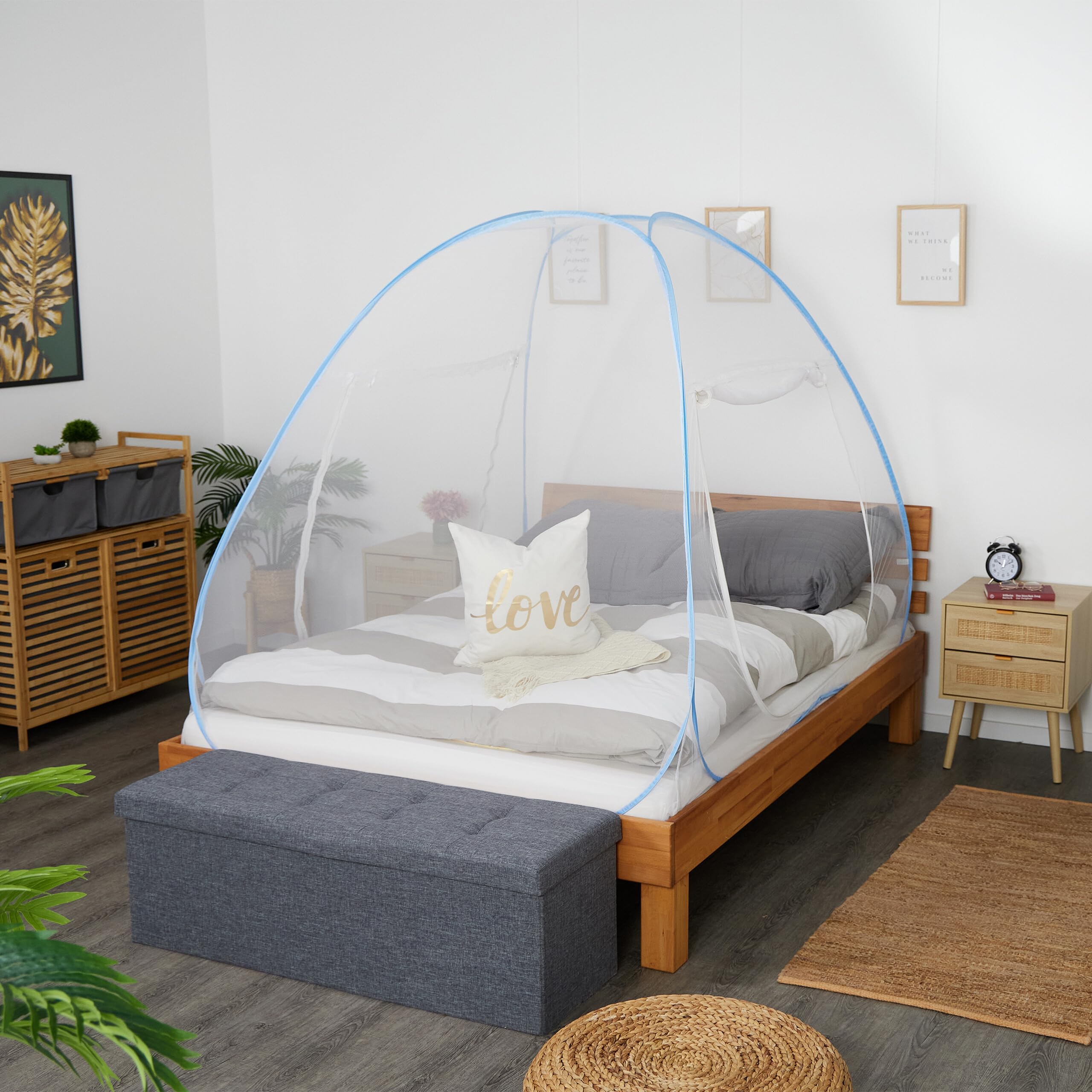 Relaxdays Zanzariera da Campeggio, Tenda Pop-up a Rete Anti-Insetti, Telo Anti Zanzare Pieghevole, 150x180x200cm, Bianco