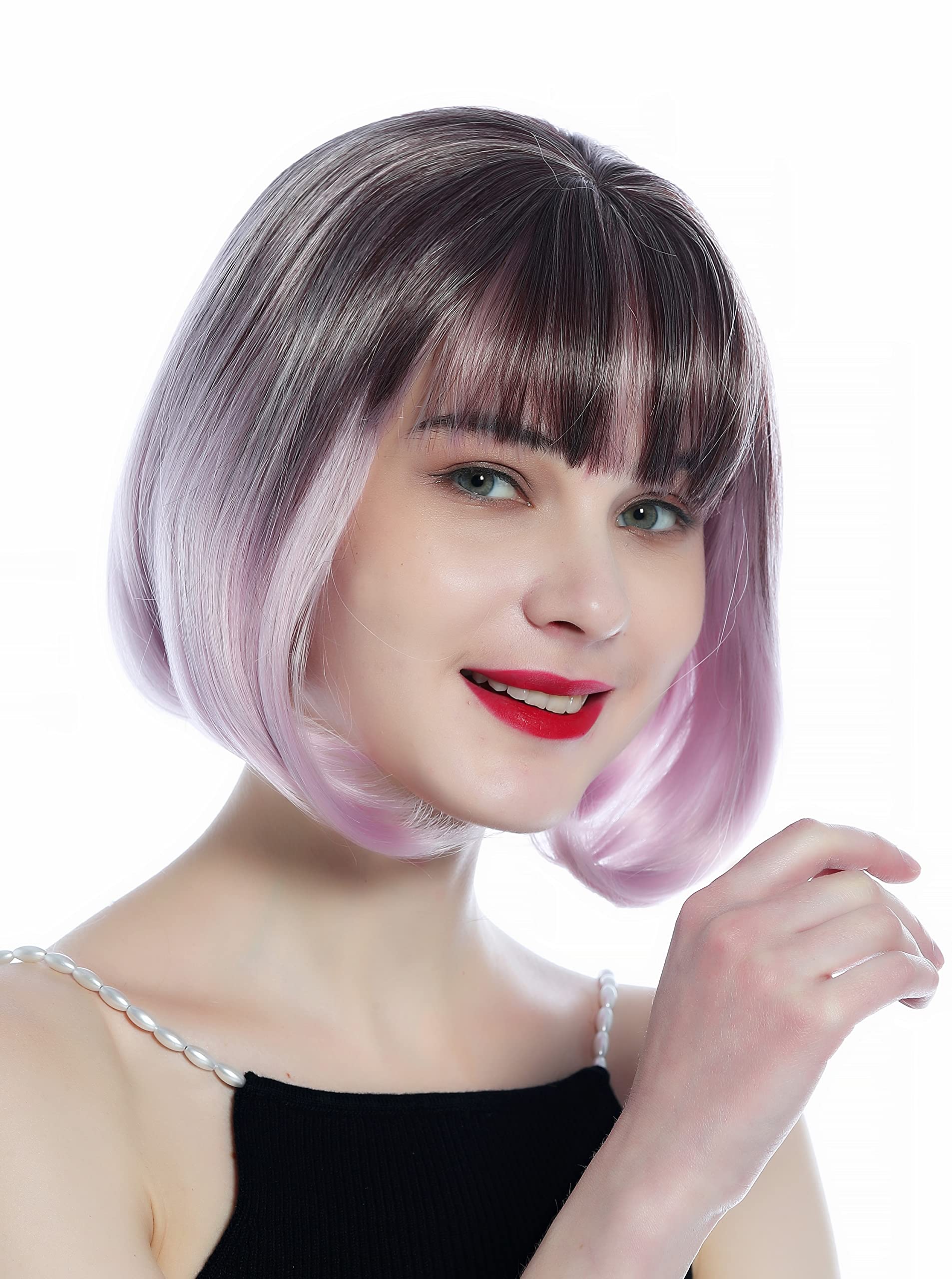 WIG ME UP - SZL0605-6AT2403 Cute Women's Wig short Bob bangs ombre colour brown to pink, ombre brown to pink (6AT2403) - Image 2