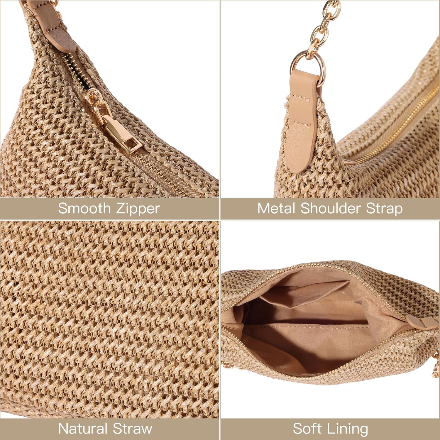Women's Straw Woven Beach Bag Summer Vacation Shoulder Purse - Image 6