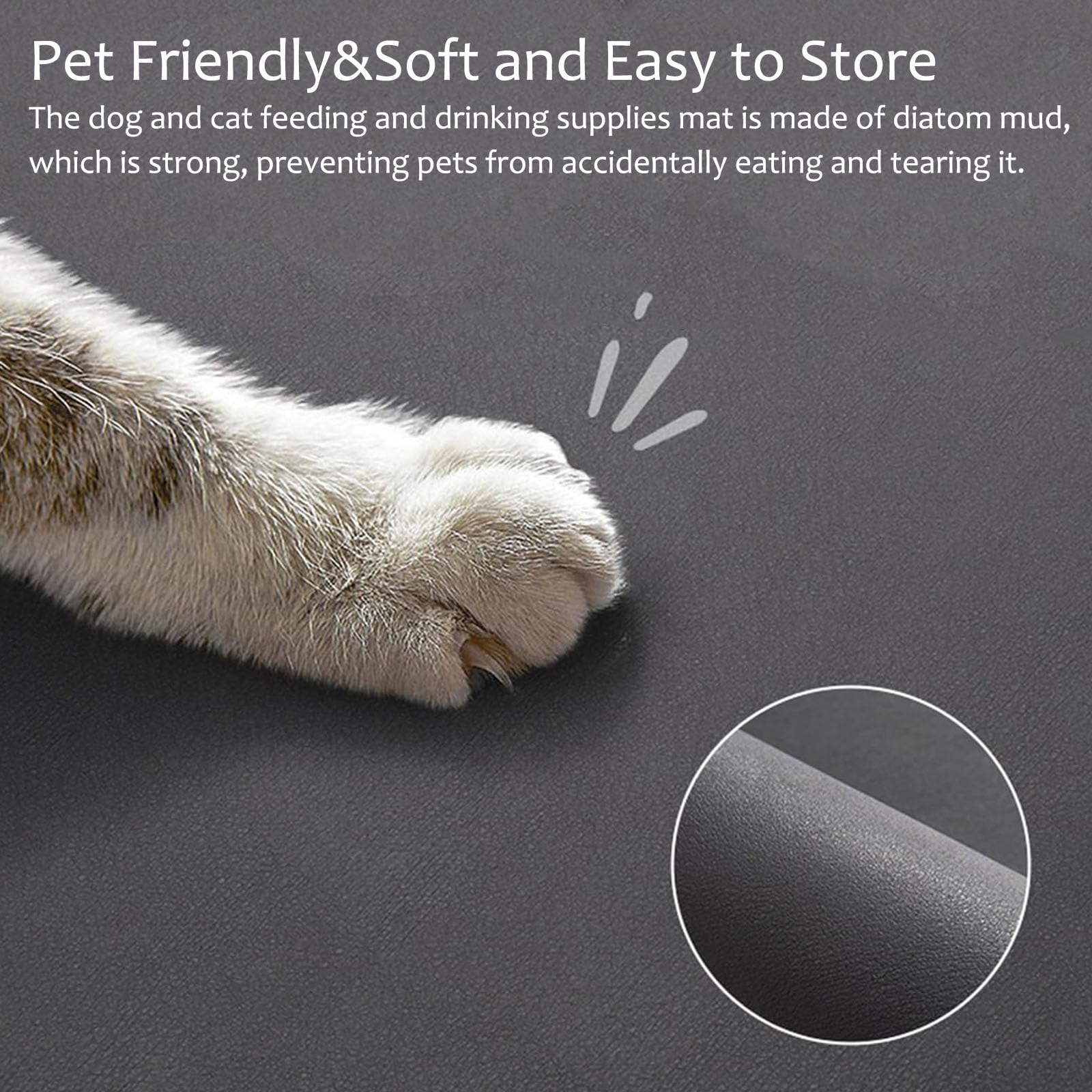 Hixingo Tappetino Ciotola per Cane e Gatto Assorbente, Tappetino Sottociotola per Gatti e Cani Grande Tappetini Lavabile in Diatomite Impermeabile e Antiscivolo (grigio chiaro,80 * 120cm)