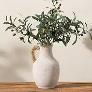 Ceramic Flower Vase Home Decor - 10 Inch Large White Rustic Table Flowers Vases Living Room Bedroom Plant Decorations Farmhouse Vintage for Kitchen Shelf Office Coffee Dining Desk House Women