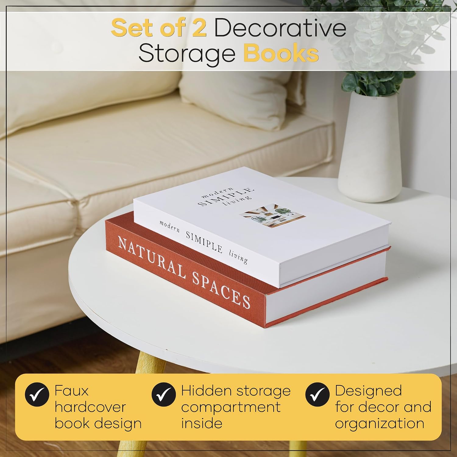 Jas & Jax Goods Decorative Books for Home Decore - Set of 2 Faux Designs for Coffee Table, Bookshelf or Mantel Styling - Modern Aesthetic Display Books for Living Room, Entryway & Office Decoration