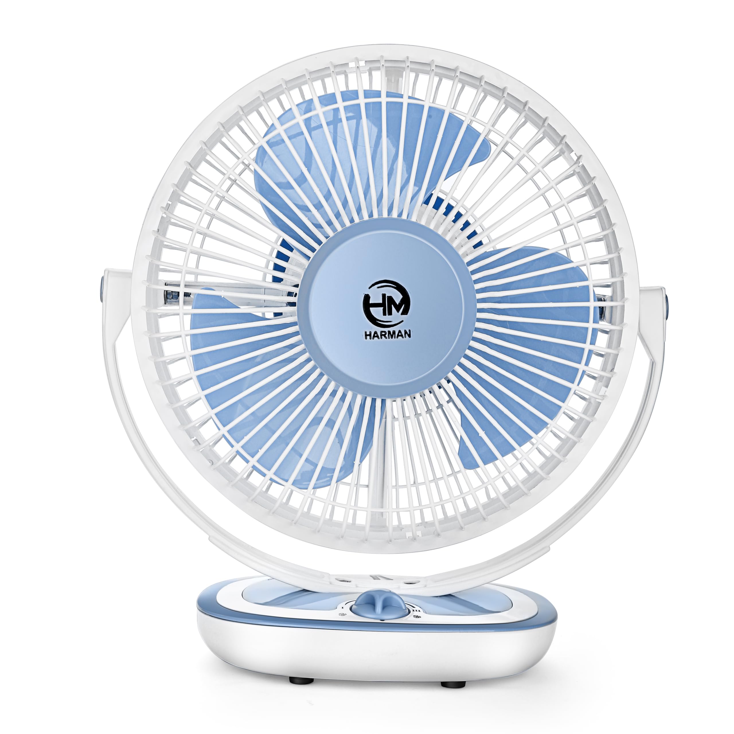 HM-Starlite 300 MM 12 Inch Table Fan | Ultra High Speed 3 Blade Fan | Adjustable Speed Setting | With 1 Year Warranty | (Pack of 1) (Blue & White)