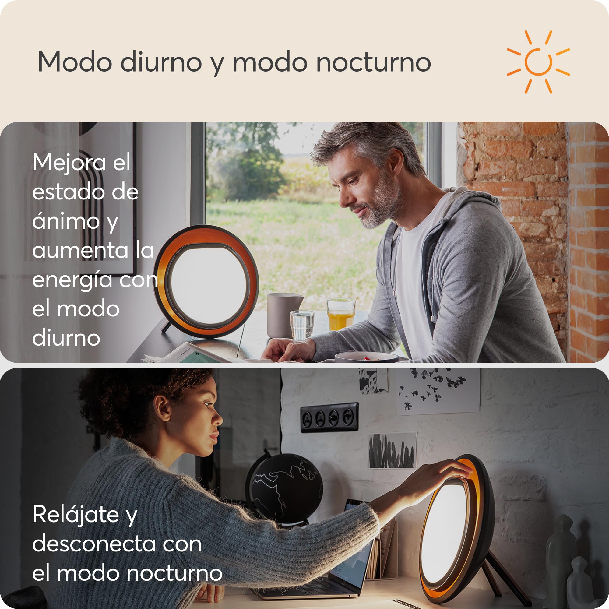 Lumie Halo - Terapia de luz eficaz para la tristeza invernal y mejora del bienestar, 10,000 lux