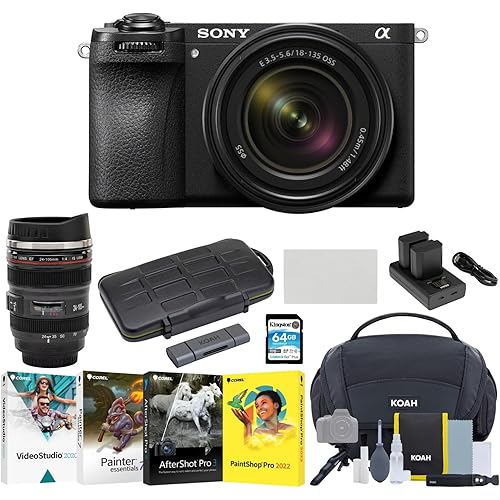 Sony Alpha 6700 APS-C Interchangeable Lens Hybrid Mirrorless with 18-135mm Lens, High-Performance Photography for Enthusiasts Bundle with Editing Software, SD Card, Bag, Mug and Accessories (8 Items)