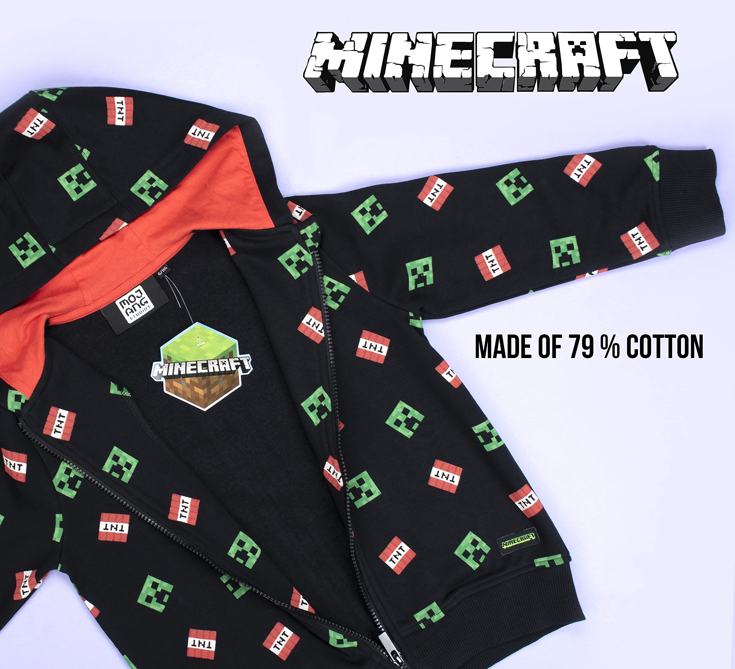 Minecraft - pour Enfants - Sweat à Capuche zippé Sweat à Capuche zippé Creeper Pixel Vert