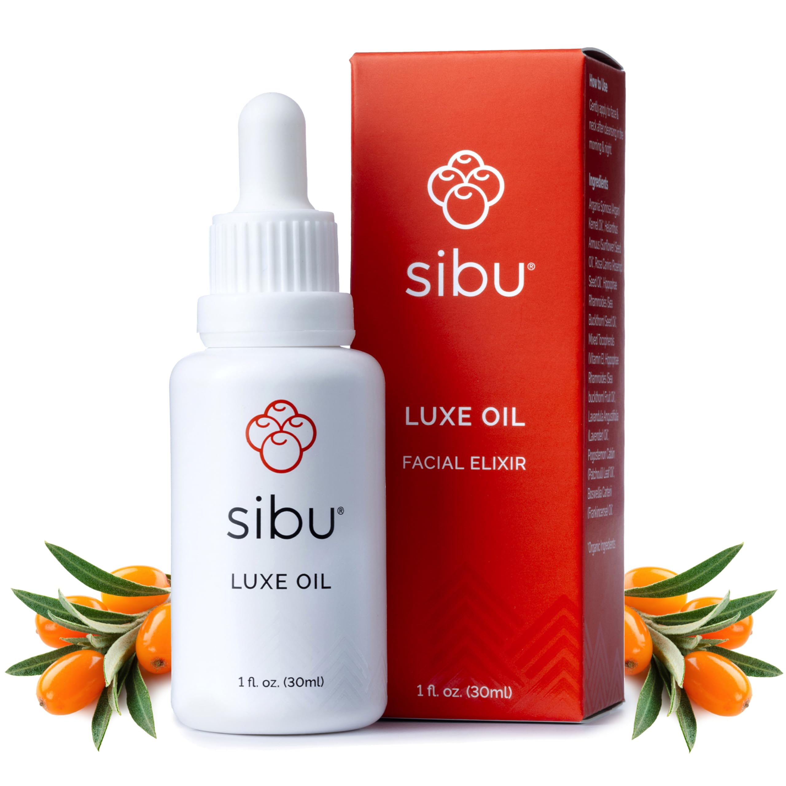 sibu LUXE Oil, Made with USDA Organic Essential Oils and Premium Himalayan Sea Buckthorn (1 oz) – Hydrates, Reduces Redness, and Soothes Irritated Skin