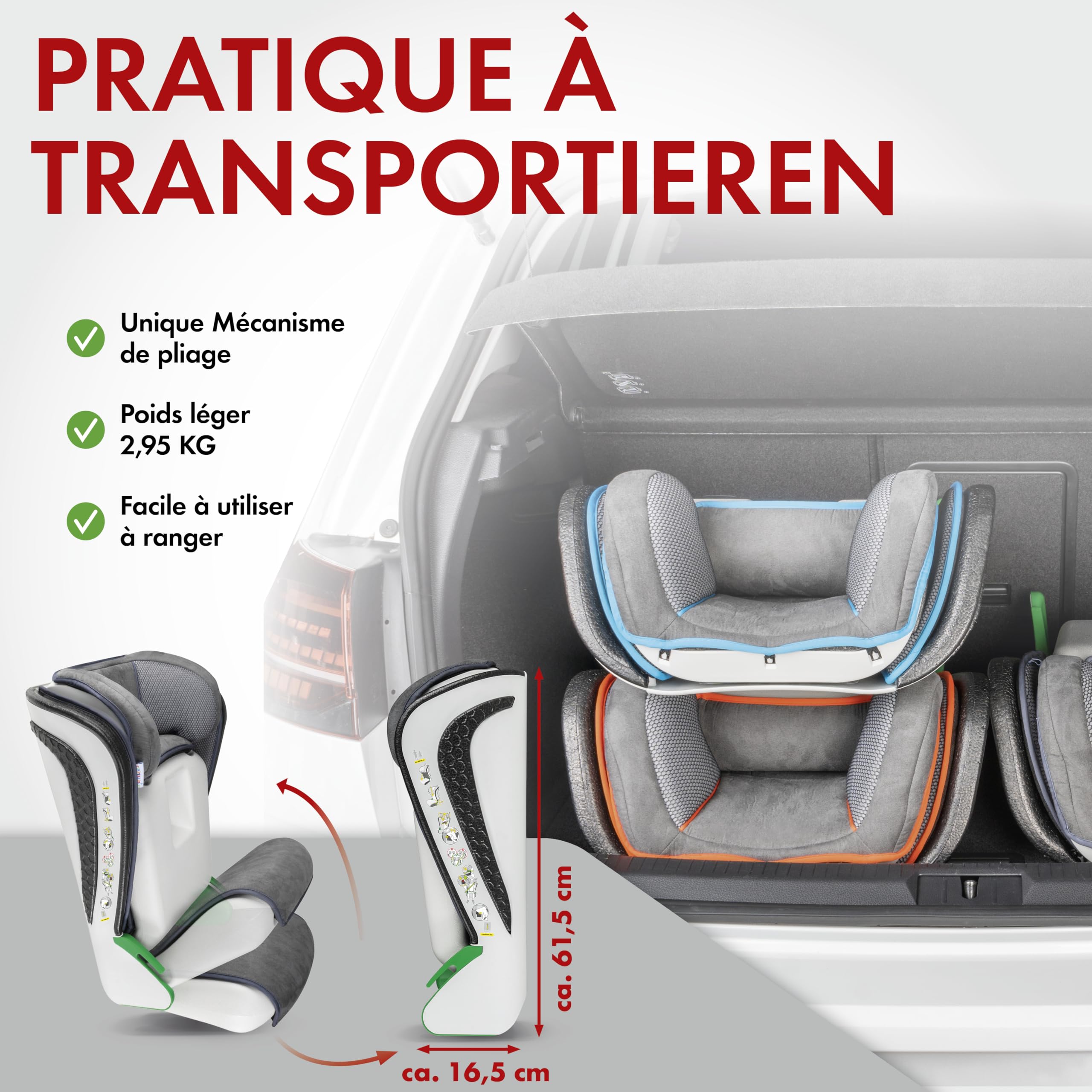 WALSER Premium Siège auto Noemi, ECE R129 Rehausseur de siège auto enfants 100-135 cm (env. 3-8 ans), place enfant pour les voitures avec/sans i-Size, place voiture taille 57x46x22 cm Anthracite