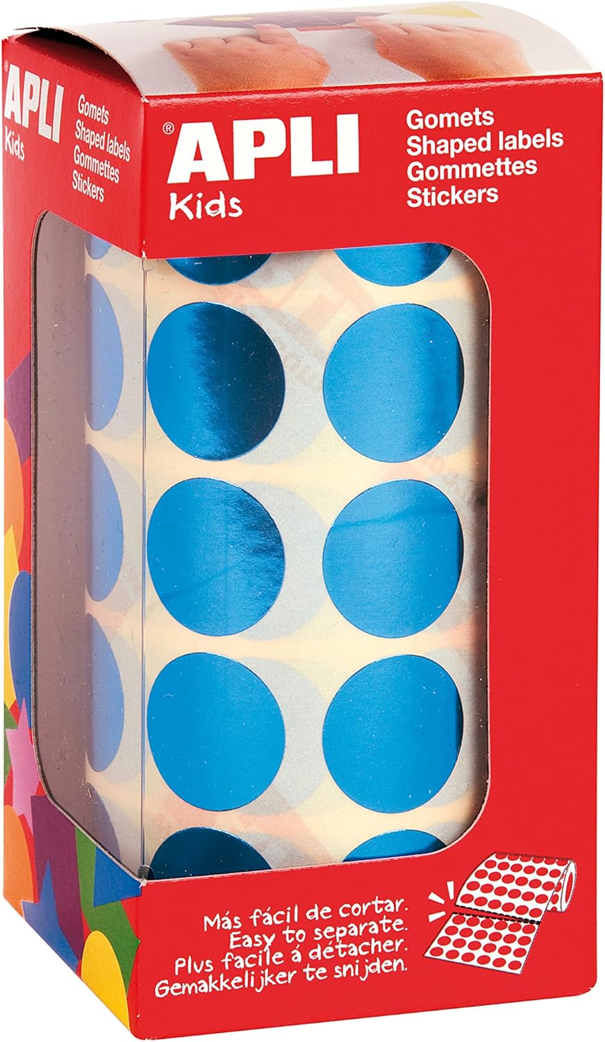 Apli Kids 12048 Roll of 1770 Round Stickers Metallic Blue Diameter 20 mm, Durchmesser: 20 mm