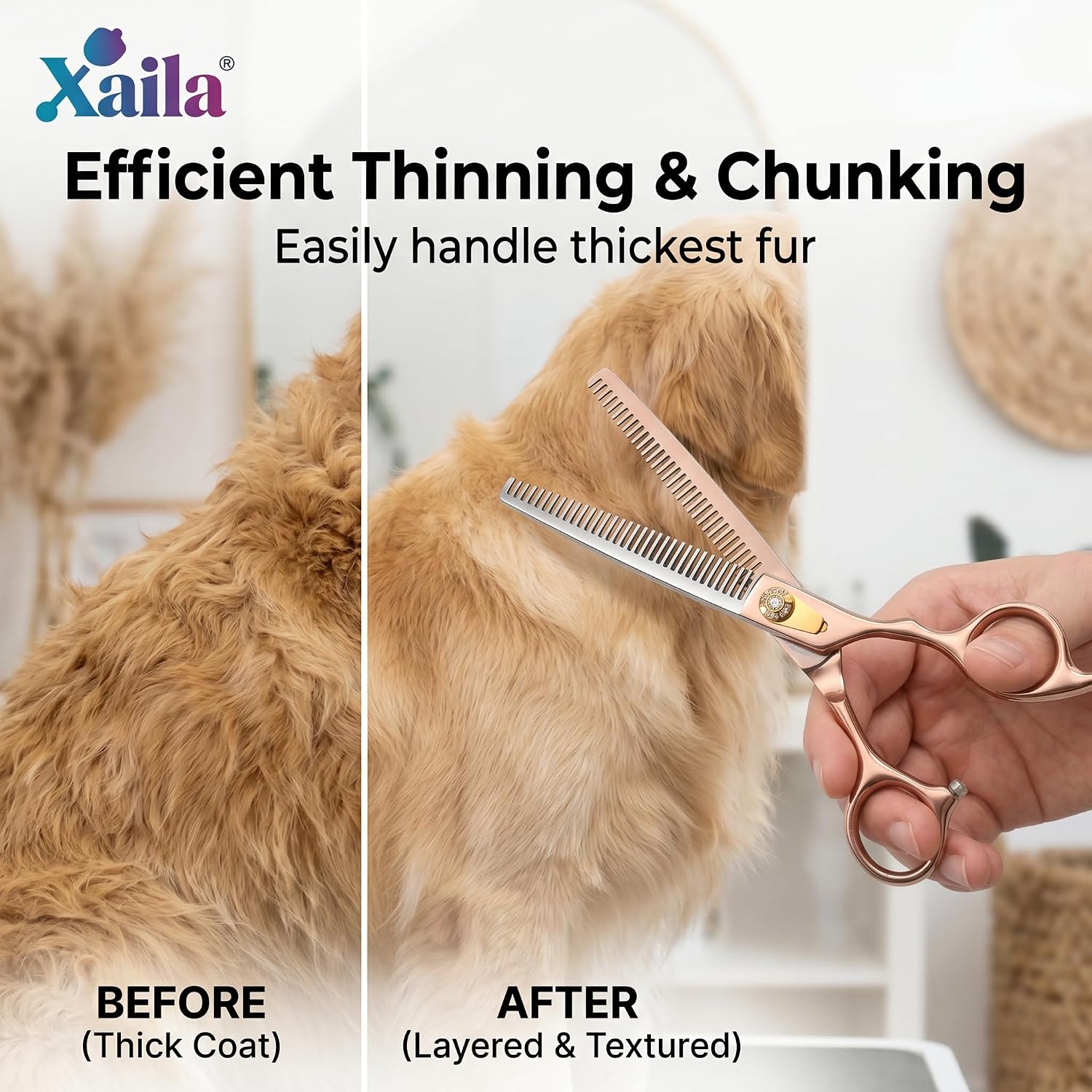 Xaila Dog Grooming Scissors Set Pet Shears Replacement for Fenice Peak | For dog grooming scissors set. Replacement for Fenice Peak 440c stainless steel pet grooming shears kit cuts hair safely.