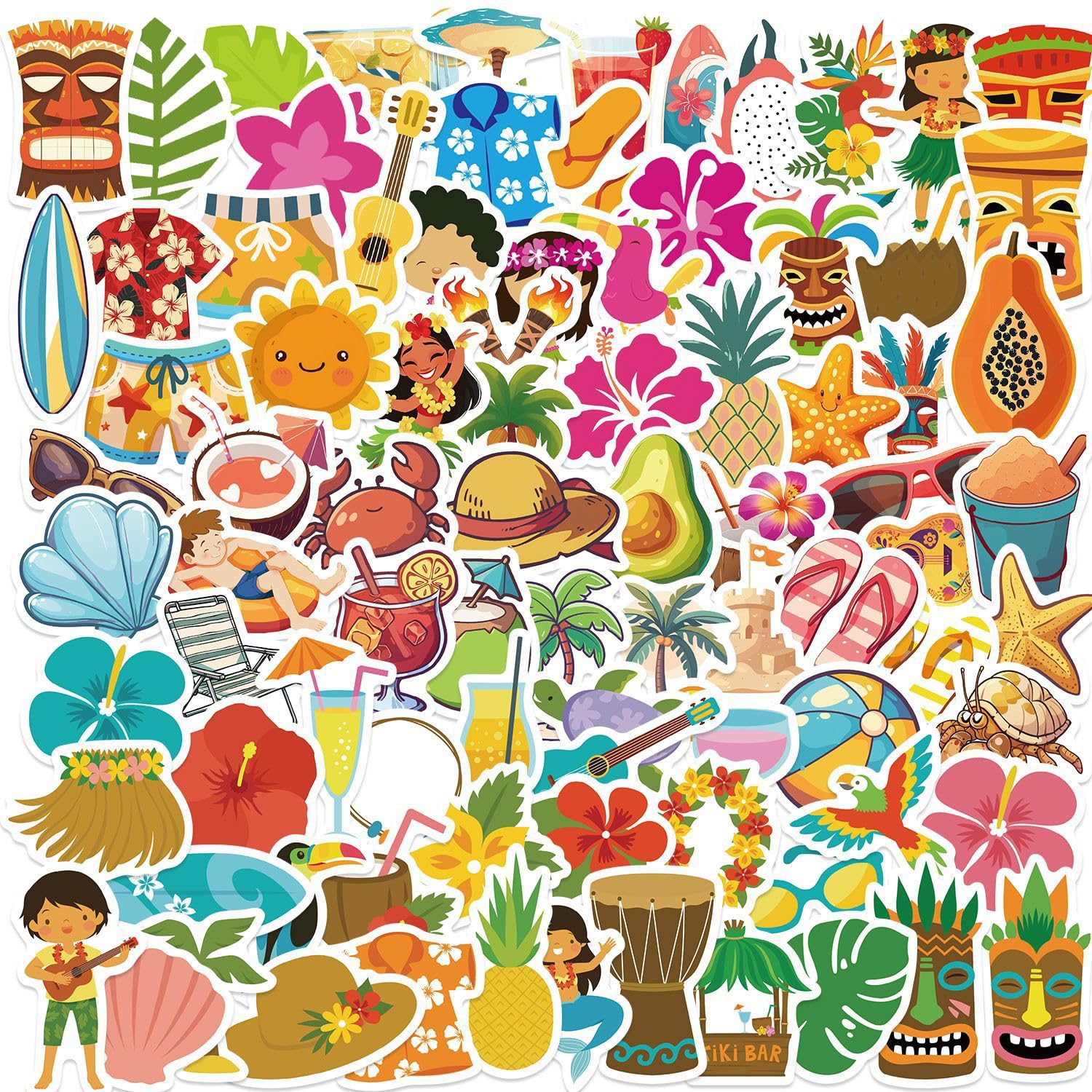 100Pcs Summer Stickers Laptop Car Scrapbook Phone Skateboard Suitcase Luggage Bike Beach Happy Summer Vinyl Waterproof Aesthetic Personalised Stickers for Teens Boys Girls Adults