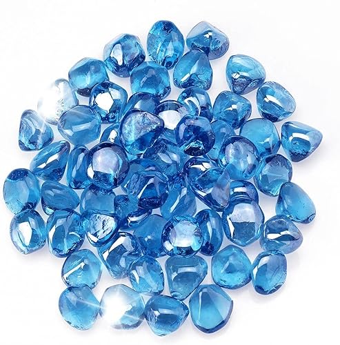 Kleuete Diamantes de Vidrio para Fuego de 10 Libras de 12 Pulgada para Hogar de Fuego Natural o de Propano y Chimenea y Paisajismo, 10 Libras Azul