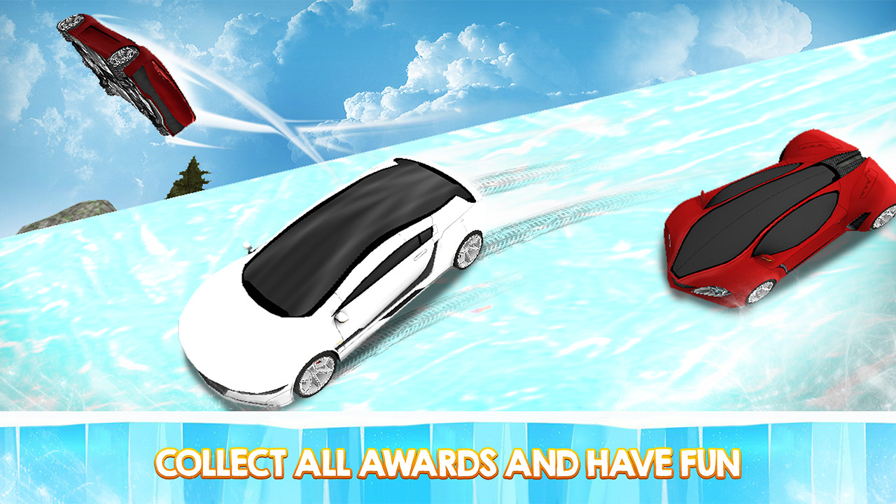 Frozen Racing Car Water Slide 3D Car stunt Race Driver Extreme
