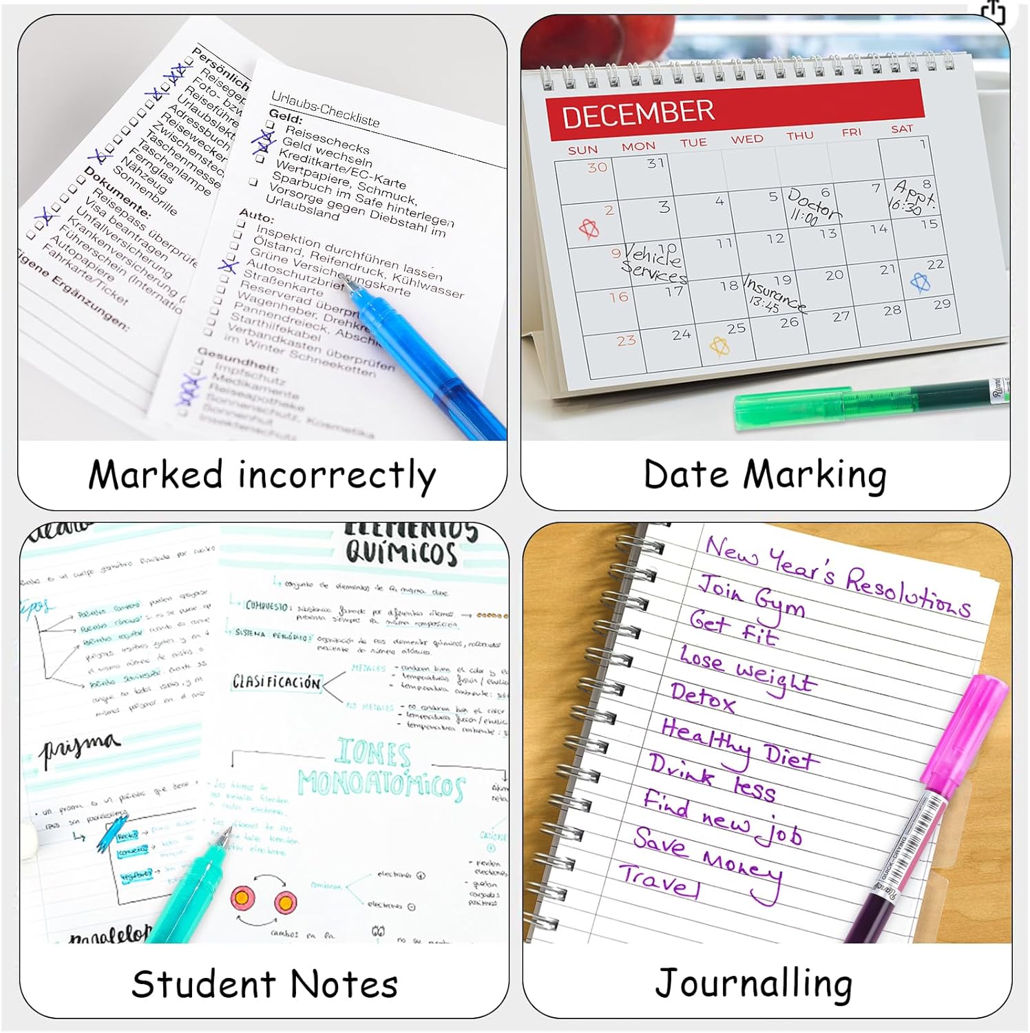 USUAL Gel Pens 12 Colored Gel Ink Pens 0.5mm Liquid Ink Rollerball Pen Cute Fine Point Smooth Writing Quick-Drawing Pen for Journaling Back-to-School - Image 5