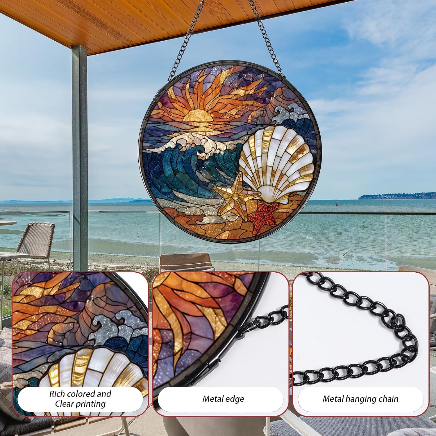 Stained Glass Dragon Suncatcher 7.8" Real Epic Fantasy Wyvern Window Hanging Weatherproof Medieval Gothic Decor D&D Gamer Gift for Men Boys Dad Man Cave Gaming Room image 3