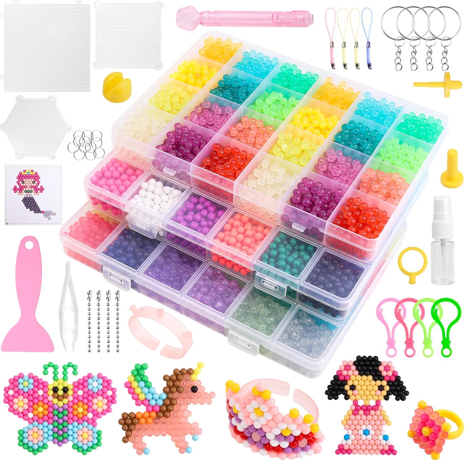 9000 PCS Non-Iron Fuse Beads Kit, 72 Colors, 5mm Spray-Activated Beads with Pegboards & Accessories for Kids DIY Crafts and Art Gifts