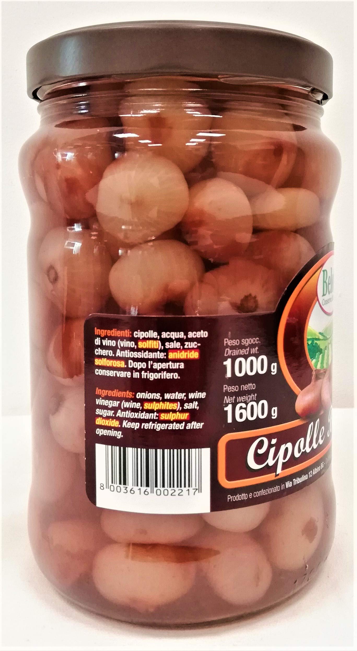Belotti Conserve Alimentari - Barattolo di Cipolle Borretane sott'aceto 1700 ml (1kg sgocciolato)