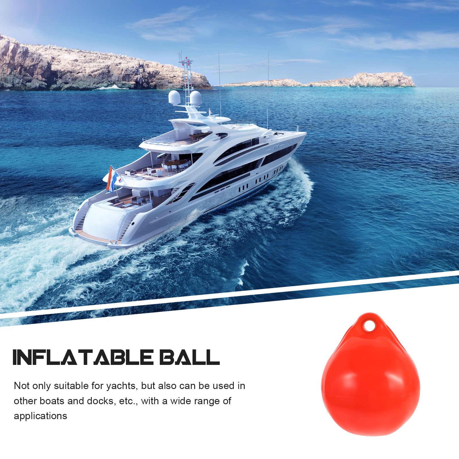 Parabordo Barca Gonfiabile, Palla Protettiva per Ormeggio Yacht, PVC Arancione, Facile da Appendere e Gonfiare, per Barca e Yacht, per Docking al Pontile