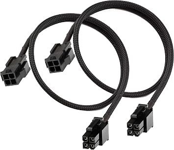 ATX CPU 4 Pin Female to Male Motherboard Extension Cable 12V for Power Supply 24 Inches 2 Pack