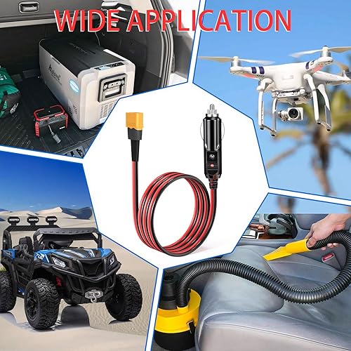 Miniatura 7 de XT60 macho a coche encendedor de cigarrillos 14AWG 12V encendedor de cigarrillos macho cable conector para generador solar portátil central