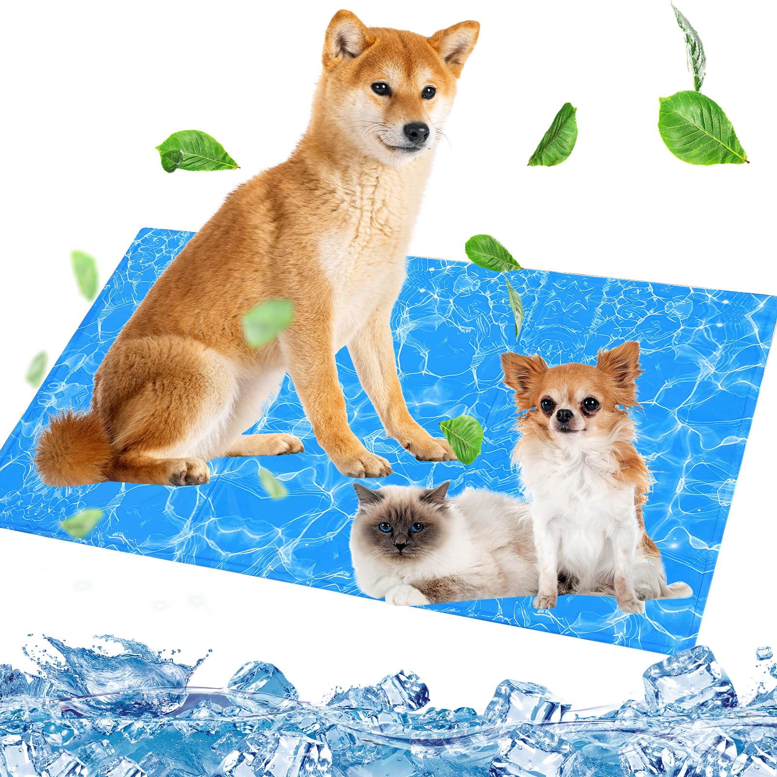 EUZLABBY Alfombrilla Refrescante para Perros y Gatos,Color Azul,Grande L 90 * 50 cm Manta Refrescante,Cama de Gel No Tóxico,refrigerante Alfombra Colchoneta Fria de Verano Fresc