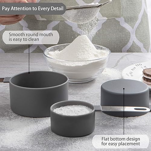 Miniatura 4 de Huygens - Juego de tazas y cucharas medidoras de 10 piezas, tazas medidoras apilables con mango de acero inoxidable para medir ingredientes secos