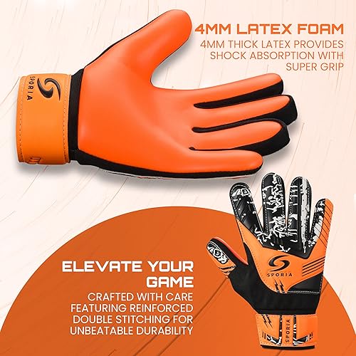 Miniatura 2 de SPORIA Guantes de portero para jóvenes con doble protección para la muñeca, guantes de fútbol para niños, material de látex antideslizante, guantes