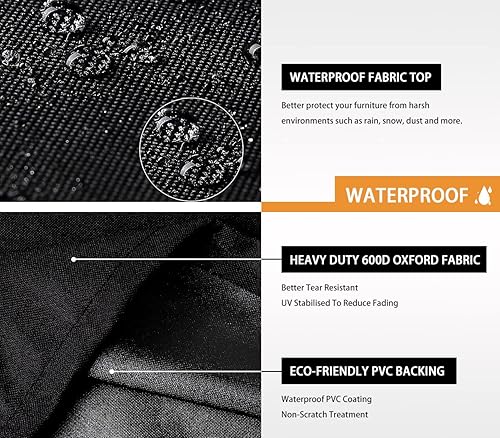 Miniatura 3 de Fundas resistentes para mesa de café para patio, impermeables, rectangulares, para exteriores, anti-UV, 600D, tela Oxford, con ventilación de aire