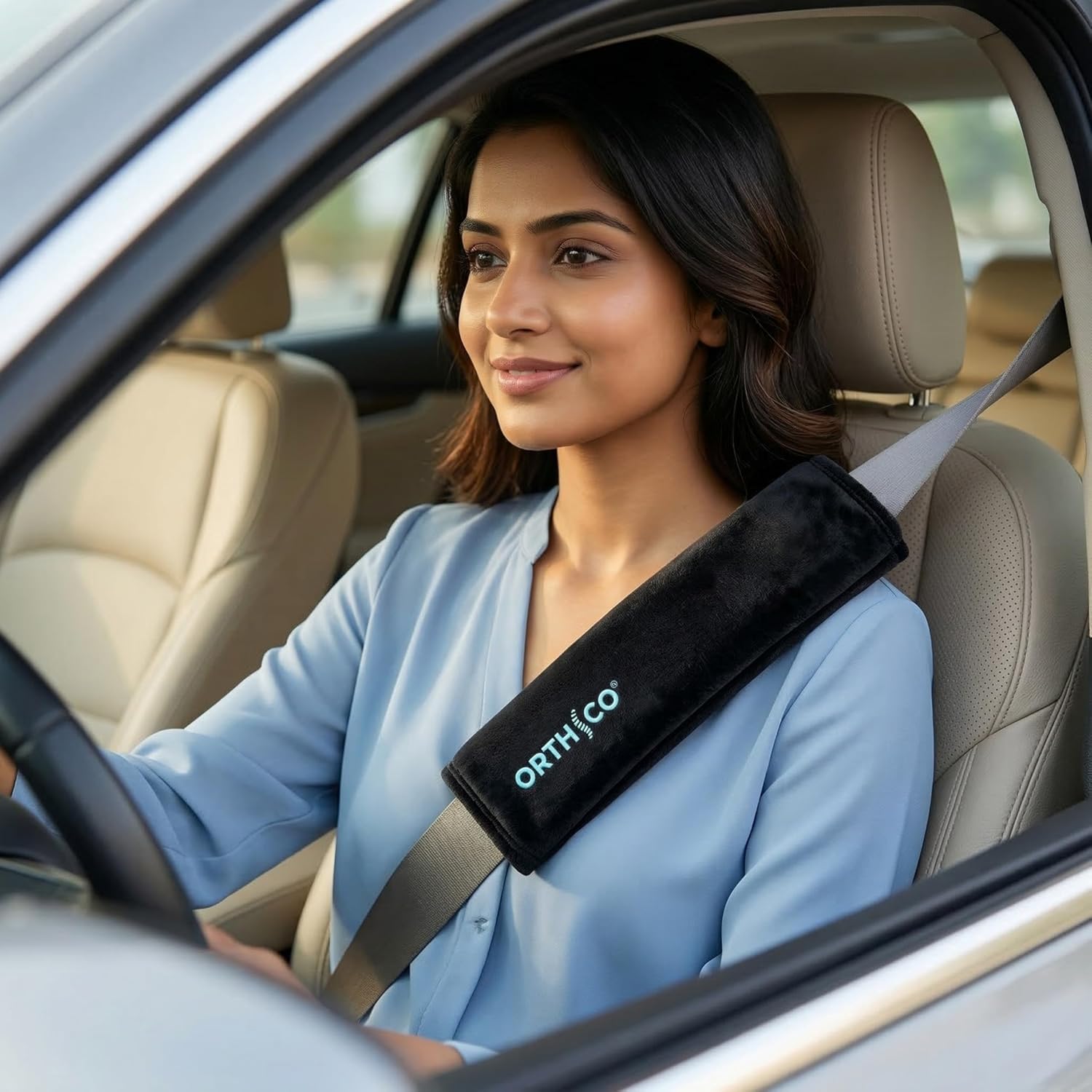 Car Seat Belt Shoulder Pads (Pack of 2) Car Safety Belt Soft Pad Cover for Comfortable Driving, Universal Fit for All Cars and Back Pack (Black, 12 Inch Length)